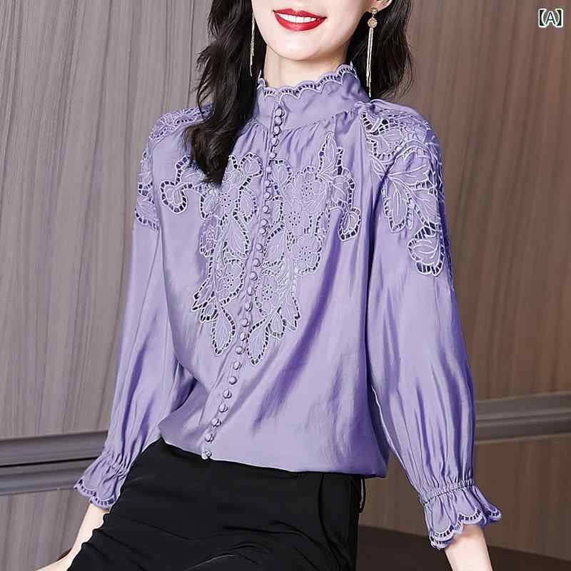 シフォンティーシャツ シフォン ティーシャツ 夏 レディース トップ シフォンティーシャツ シフォン ティーシャツ 夏 レディース トップ レディース 秋服 流行り物 西洋風 雅びやか 表現スタイル 紫 レトロ 木 耳 縁 名取り草 ティーシャツ いの一番