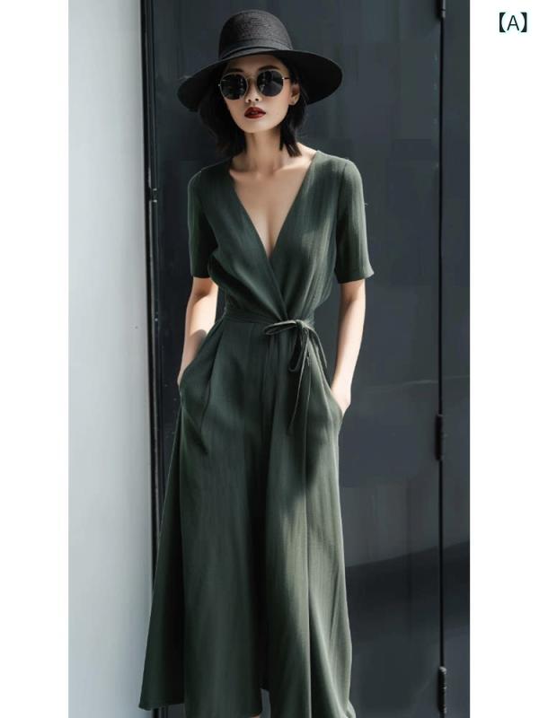 ワンピース シャツワンピ ロング マキシ マキシワンピース ワンピース シャツワンピ ロング マキシ マキシワンピース ドット 夏の フランスの レトロ 高級 精巧 ウエスト スリムの 緑の 半袖 ワンピース 女性 6,702円