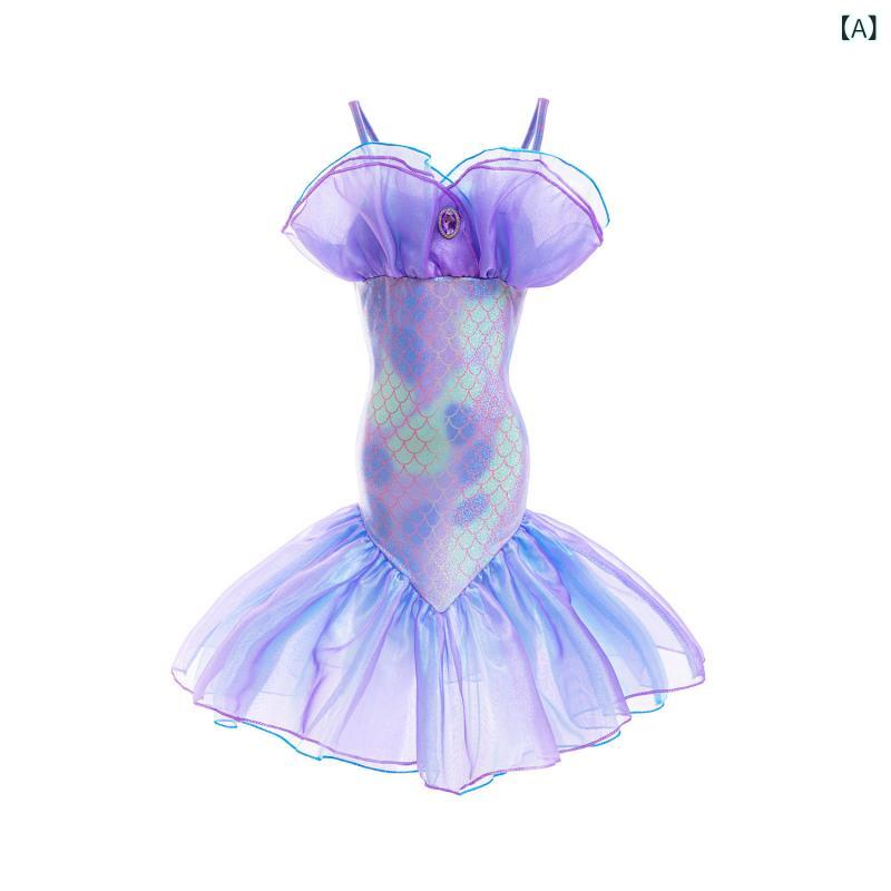 ワンピース マーメイド プリンセス キッズ マーメイド ガール アリエル ドレス フィッシュ テール スカート ハロウィン コスチューム