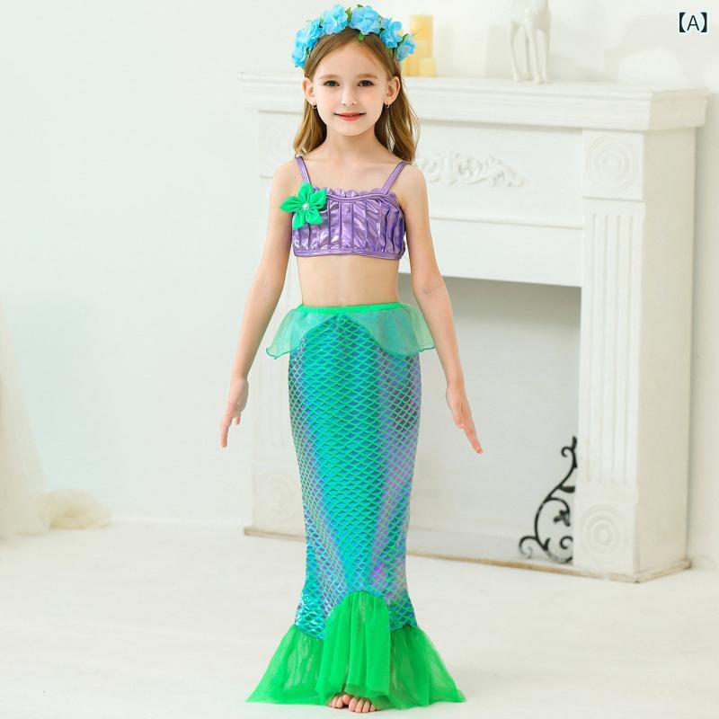 ワンピース マーメイド プリンセス キッズ 子供用 マーメイドドレス 女の子 スカート アリエル コスチューム プリンセス ドレス 歩ける