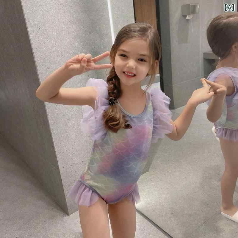 ワンピース マーメイド プリンセス キッズ 女の子 子供 中学生用 ワンピース 水着 2024年 子供用 マーメイド ウィング 洋 風速乾