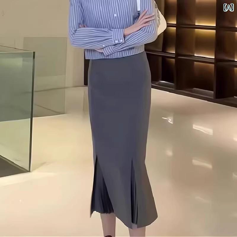 ダブルクロス ジャンパースカート スカート ロング ホワイト カラーの 兄弟 兄弟の 婦人服 ヒップ スカート 2025 春秋 スタイル ステップバイステップの 花の プリーツ スプリット フィッシュ テール｜ホープ