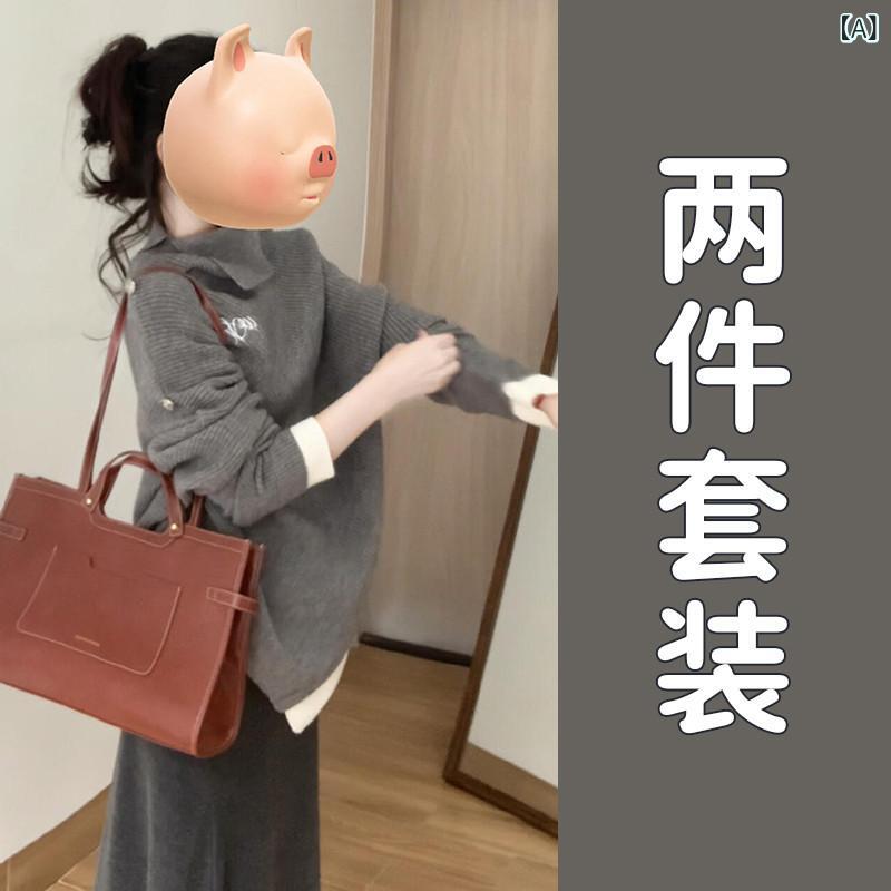 ダブルクロス ジャンパースカート スカート ロング 早春 着 不規則 ニット セーター スーツ ワンピース 子供 2025 新型 高級 ロング スカート
