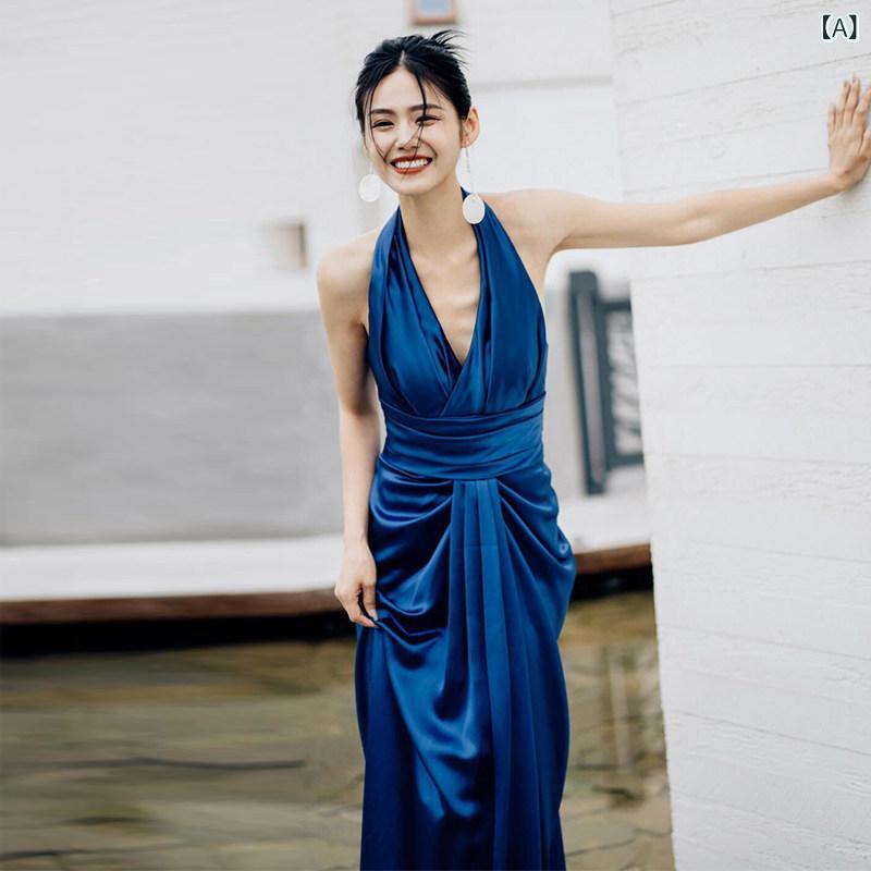 寄り合いお召しもの お召しもの お召しもの衣装 ロング衣装 二次会 フレンチ ホルターネックの 彼者誰時お召しもの 瀬戸もの風 エンゲージメント 花嫁御寮の な 燕尾服 お召しもの 青色の 御前上等 寄り合い 寄り合いの か細い レディースファッション-ドレス