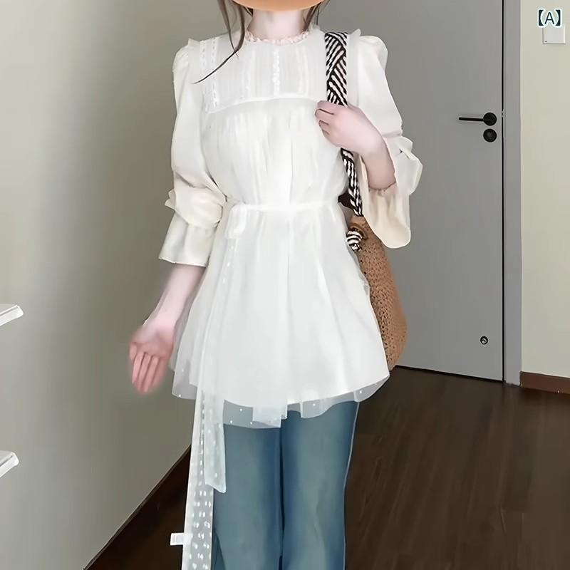 レディース トップス きれいめ カジュアル 大人 ユニークで 美しい ウエスト スリミング トランペット スリーブ シャツ 女性用 春夏 かっこいい トップの 小さい