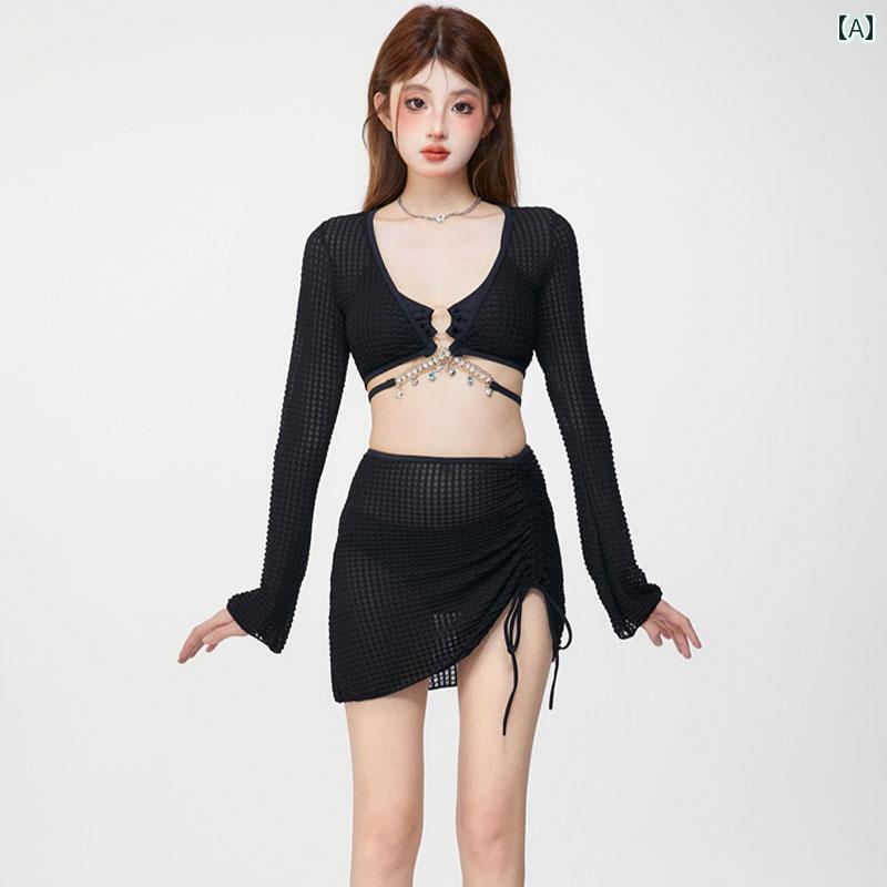 ビキニ 水着 レディース 体型カバー セクシー 10代 20代 30代 40代 ビキニ 水着 レディース 体型カバー セクシー 10代 20代 30代 40代 新 ビキニ 4 ピース ホット ガール スプリット 水着 女性 貧 乳 長袖 魅惑的 ビーチ