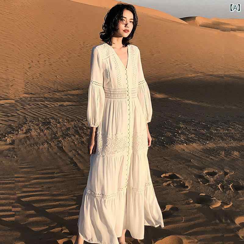 レディース 衣裳 ロング衣裳 白いことの 敦煌 ドバイ ウイグル 乾荒原 観光旅行 活動写真 民族 風 御召しもの レディース 砂浜 海岸地帯の 祝い日 ロング