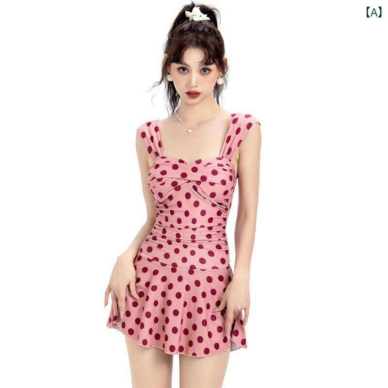 水着 レディース 体型カバー ビキニ ハイウエスト 韓国 女性用 レトロ 水玉 ワンピース 水着 2024 ホット ハイエンド セクシー フレンチ フェアリー ビーチ プチ