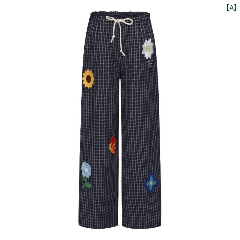 ワイドパンツ ガウチョパンツ フレアパンツ レディース 体型カバー おしゃれ ワイドパンツ ガウチョパンツ フレアパンツ レディース 体型カバー おしゃれ COLDSTONE 花びら 刺繍 ストライプ カジュアル パンツ ゆったり ストレート 万能