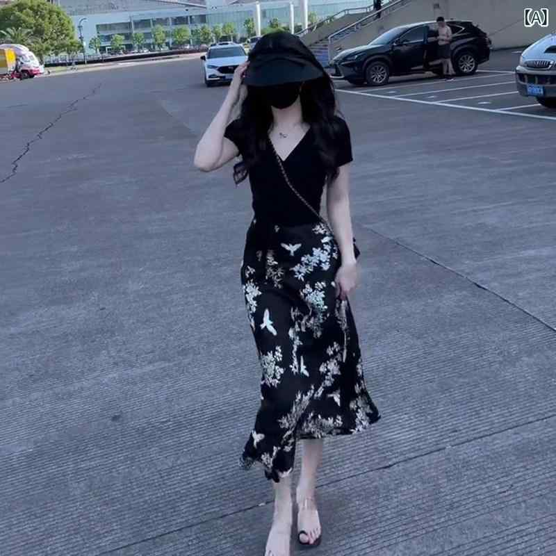 上下 レディース 仕掛ける 衣装 セットアップ 夏の 塩 風 お召しもの 心地よいで 今めかしいな 年歳を 感じさせにくい 黒 トップス 花柄 スコート 背広 背広 レディース