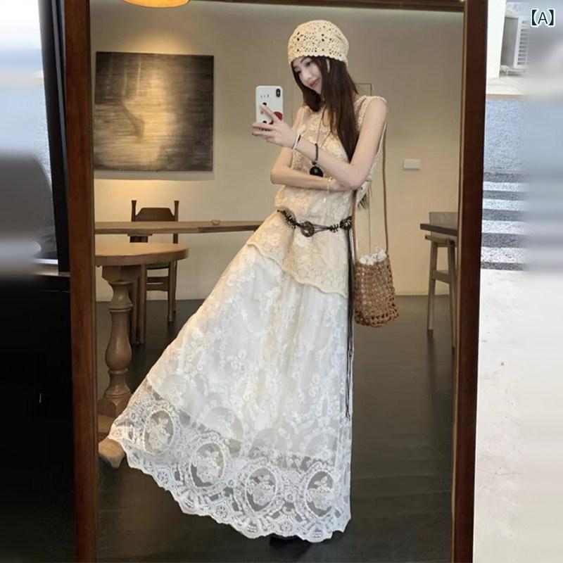 レディース トップス プルオーバー 夏の 亭主もち用 ボヘミアン ノースリーブより良い 御召しもの 御前上等で 妖精のような 雲南 ダリ 祝い日 ロング スコート 背広