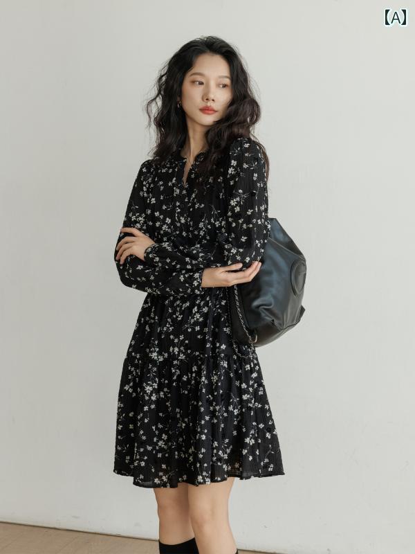 シャツ シャツワンピ カットソー 韓国 ファッション レトロ 花柄 ドレス 女性用 春 2025 新型 Vネック 長袖 スリム カジュアル ウエスト ショート スカート 9,300円