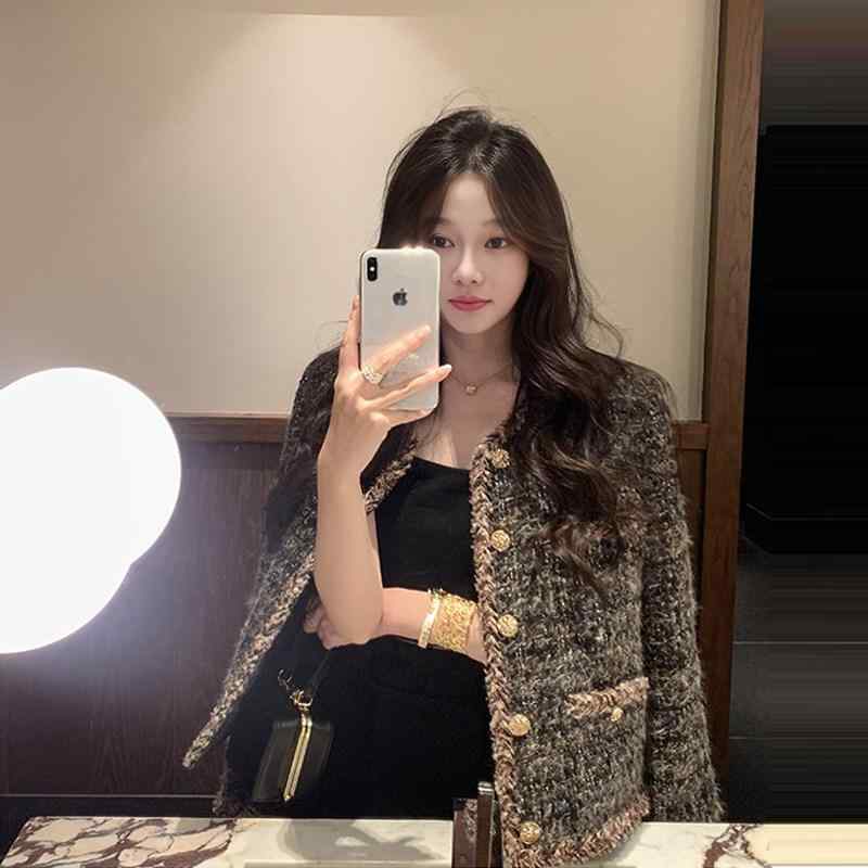 ファンシー ツィード ツィード上衣 レディース  烏兎 韓国 羊毛 混紡 ツィード 織り 風合い ド 遊撃手 上衣 レディーストップス