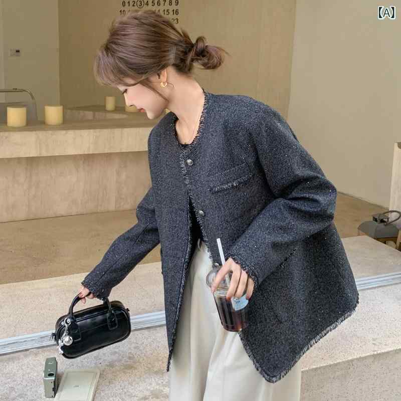 ファンシー ツィード ツィード上衣 レディース 熱っぽいな フランス共和国の 上衣 亭主もち用  春の新 表現スタイル ハイエンド なの レディース 遊撃手 ツィード とっ始め