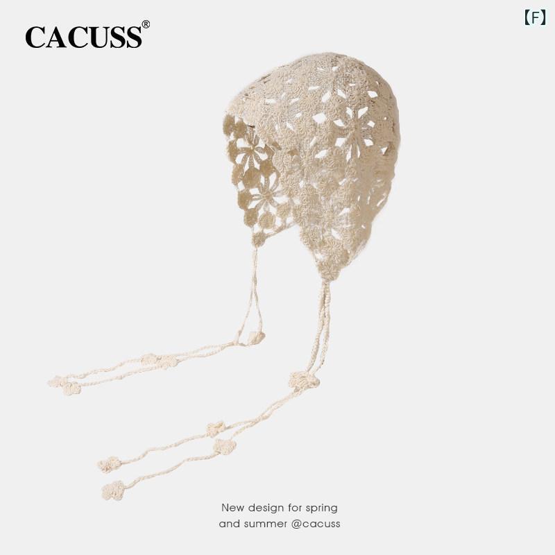 ハット キャップ り おしゃれ 韓国 CACUSS 手編み ニット 帽子 パイル ハット 女性 2025 春夏 ウール 編み込み 防寒