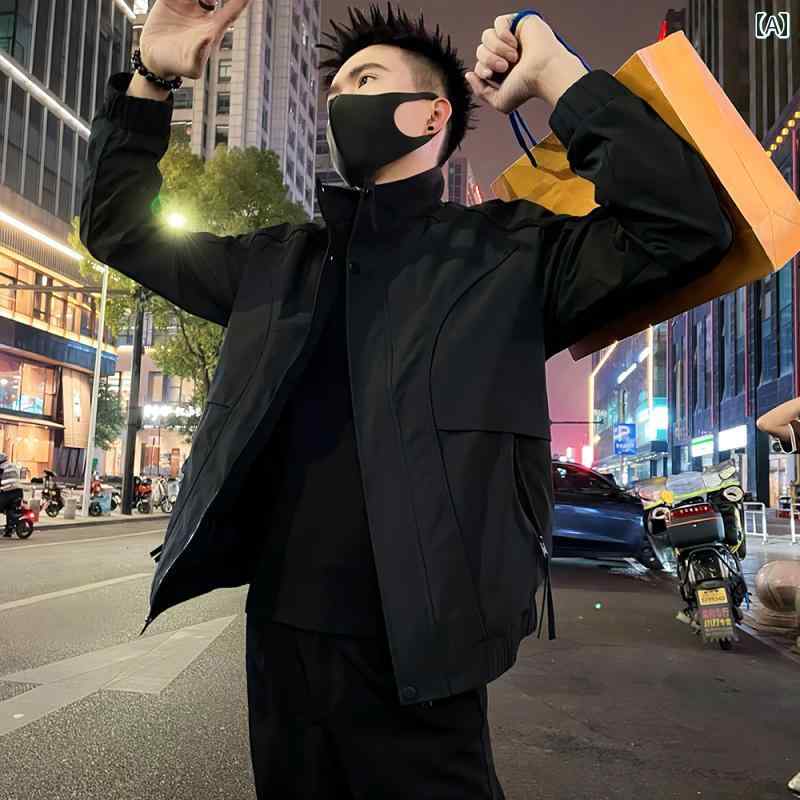 上衣 メンズ メンズ商行為 心地好い 上衣 黒いこと 照明ランプ色つや メンズ とっ始め 厚地の外套 2025 烏兎 細工物御召しもの