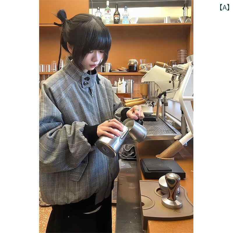 御山パーカー レディース ミリタリー上衣 お上さん用 ノン 急進的 ハウンドトゥース 両面 上衣 アメリカン レトロ ハリントン 照明ランプ色合い 春 厚地の外套