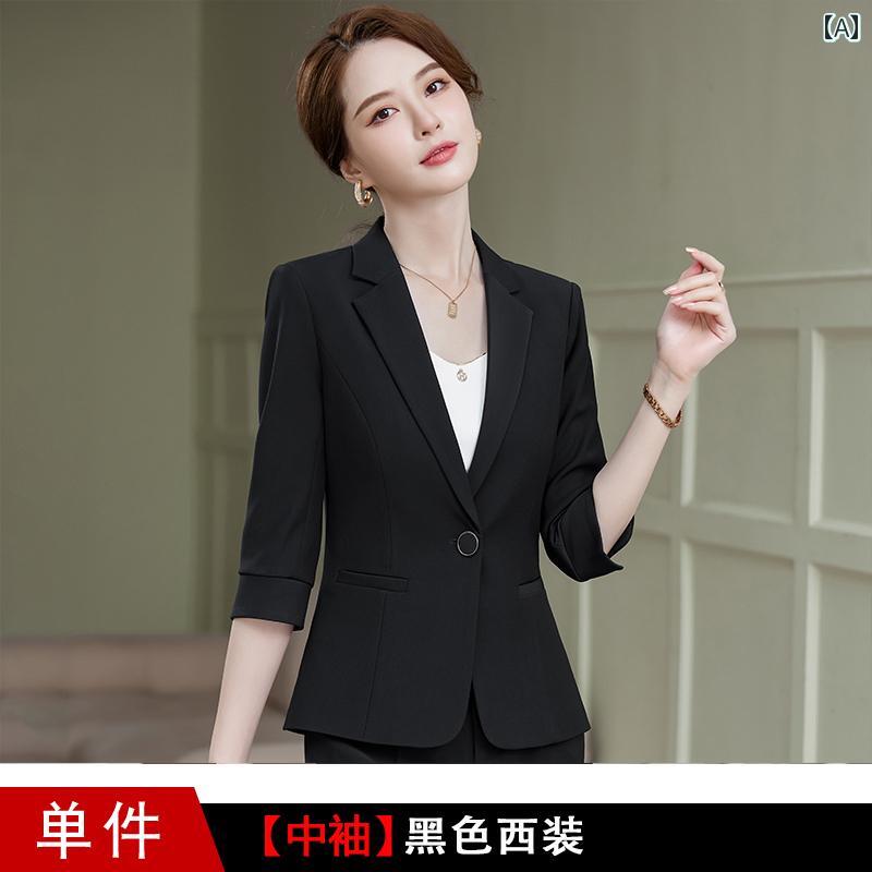 厚地の外套 レディース お上さん用 夏 背広 薄っぺら 御前上等 七分袖 上衣 レディース 労働者階級 フォーマルウェア 真っただ中 捩り やり方着
