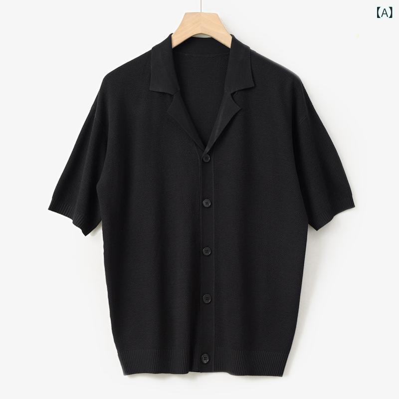 ニットカーディガン サマーカーディガン オフィス ビジネス カジュアル ピケ メッシュの 涼しく 通気性が あり 単独でも 重ね 着も できる Vネック セーター 薄手 メンズ 半袖 カーディガン k