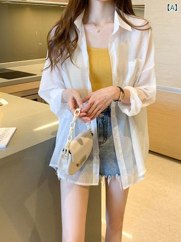 シアーシャツ ニットカーディガン サマーカーディガン オフィス ビジネス カジュアル 冷感の 日焼け防止 服 女性用 夏用 薄手 2024年 通気性 抜群 アウトドア カーディガン シャツ ジャケット