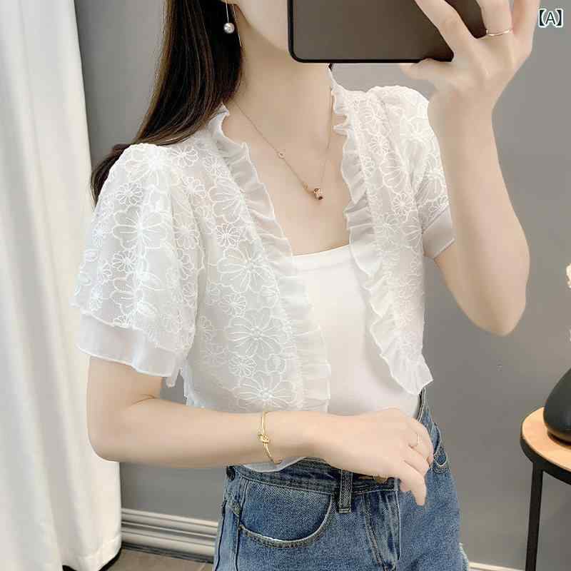 シアーシャツ ニットカーディガン サマーカーディガン オフィス ビジネス カジュアル 冷感の 日焼け防止 服 女性用 夏 薄手 2024年 韓国 ゆったり ショート カーディガン ショール トップ ジャケット 付き