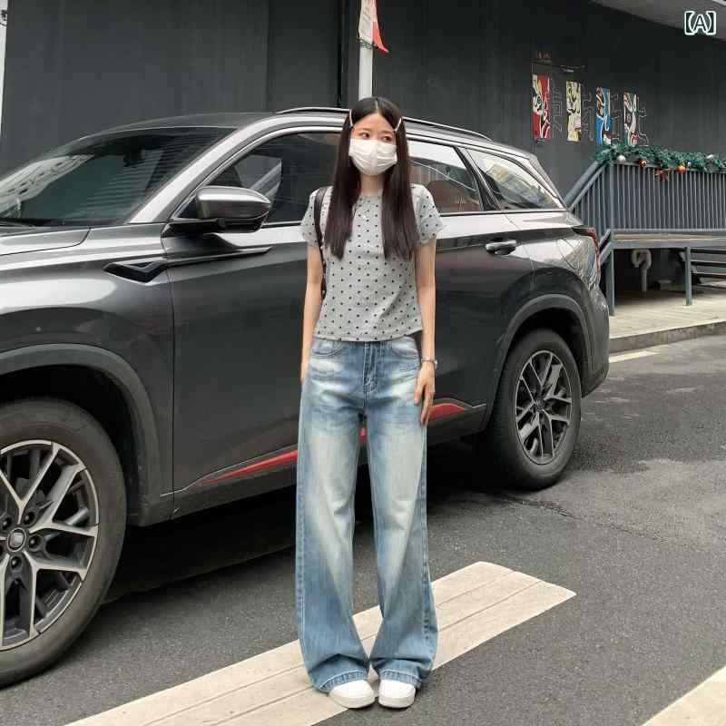 レディース デニム パンツ ブラザー アメリカン ウォッシュ ワイド レッグ ジーンズ レディース 2025 春 ハイウエスト スリミング フロア レングス パンツ