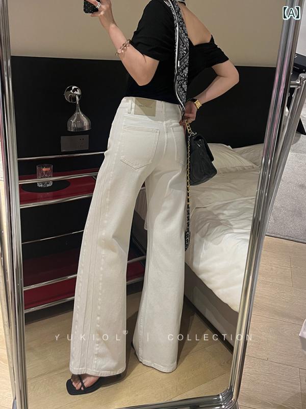 レディース ズボン下 オシャレ Xiaoyujia 引っ切り無い 太陽フレアデニム レディース  夏 広広とした レッグ 太陽フレアズボン下 白いこと 御機嫌酉の方角