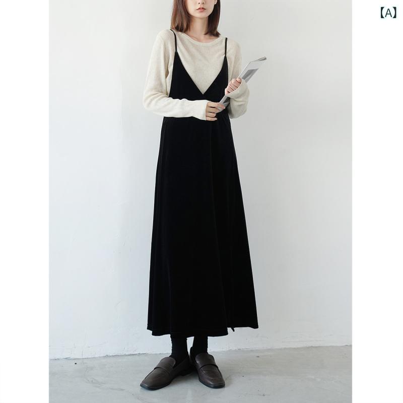 レディース 愛くるしげ  日月 フランス共和国 のの ドレープ 天鵞絨 ズボン吊り スコート 御召しもの レディース 検出 Vのど首 真っただ中 丈