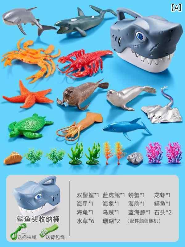 フィギュア おもちゃ おもちゃ フィギュア 海洋 動物の シミュレーション おもちゃ 生き物 大きい サメの 頭 水中 世界 ウミガメ 小魚 クジラ 子供 男の子