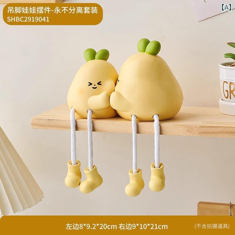 インテリア プレゼント で かわいい 決して 分割 されにくい 梨の 吊り下げ 足 人形の 小さい 装飾品 リビング ルームの デスク トップの ホーム ウォールシェルフの 装飾 人形