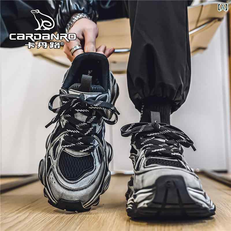 メンズ 厚底スニーカー 厚底シューズ 身長アップ ストリート ダッドスニーカー ソール イタリアの Cardin Road メンズシューズ スプリング メッシュ カジュアル スポーツ シューズ メンズ レトロ オールド 身長 アップ 厚底 ダッド