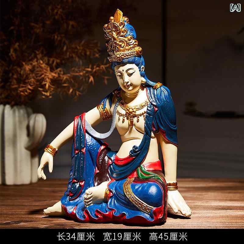 インテリア オブジェ ハイエンド チャイナ風 水 月 観音 飾り レトロ リビング ルームの コーヒー テーブルの デスク トップの 装飾 仏像 彫刻｜ホープ