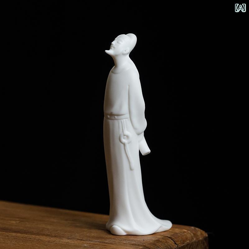 インテリア オブジェ 李 白 像 レトロ 人物 チャイナ風 陶器 彫刻家の 勉強 机に 置かれた 手の 装飾品