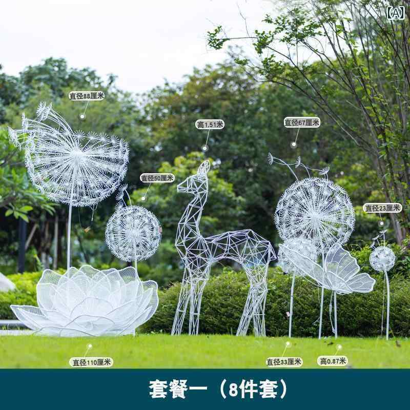 室内装飾 オブジェ  室外用 ステンレス鋼 スチール写真製 蒲公英 発しる 鉄 花 金属元素 ニホン ジカ 芝地 かざり付ける 見晴らし 小品文 大型 刻みつける