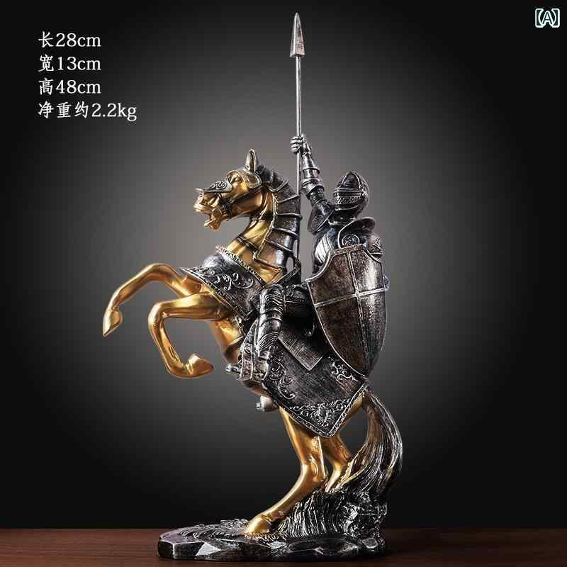 インテリア オブジェ 勝利の 騎士の 装飾品 中世の オフィス リビング ルーム ワイン キャビネットの 装飾 レトロ 高級 大型
