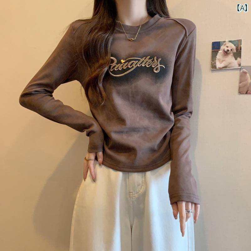 レディース トップス 大きいサイズ タイ ダイ ストレート ショルダー Tシャツ インナーウェア レイヤリング シャツ レディース 早春 着 太 mm スリム ハイエンド トップス