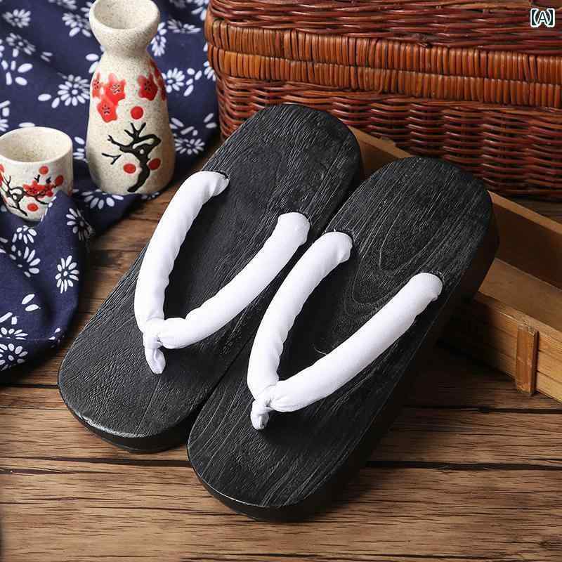 オシャレ サンダル スリッパ 身長を 高くする アウターウェア チャイナ風 蝶 忍者 ビーチ サンダル スリッパ 木製 コス 男女兼用 下駄 陰陽 師大 天狗画像