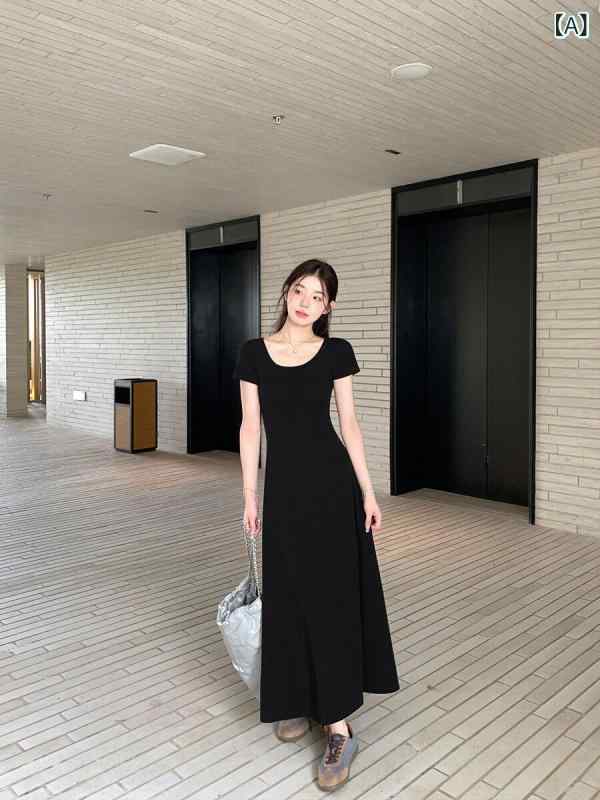 ワンピース 半袖 ロングワンピース アレックス スティーブンス ソリッドカラー スリム 半袖 ドレス レディース 休暇 ロング サマー ドレープ ミドル丈