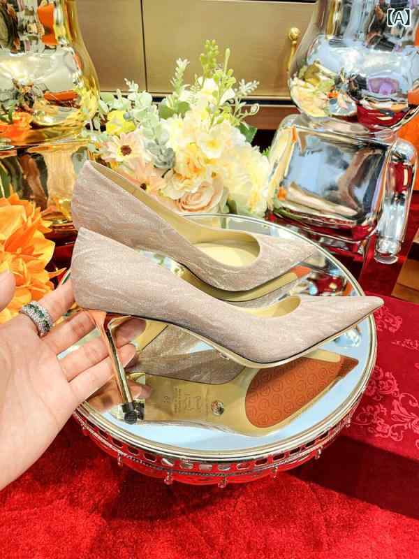 レディース 踵 今めかしい 御芽出度シューズ 御芽出度 シューズ 御芽出度 メイン 御芽出度御召しもの 婚約 三鞭酒ゴールド 結晶 ハイヒール レディース スティレット