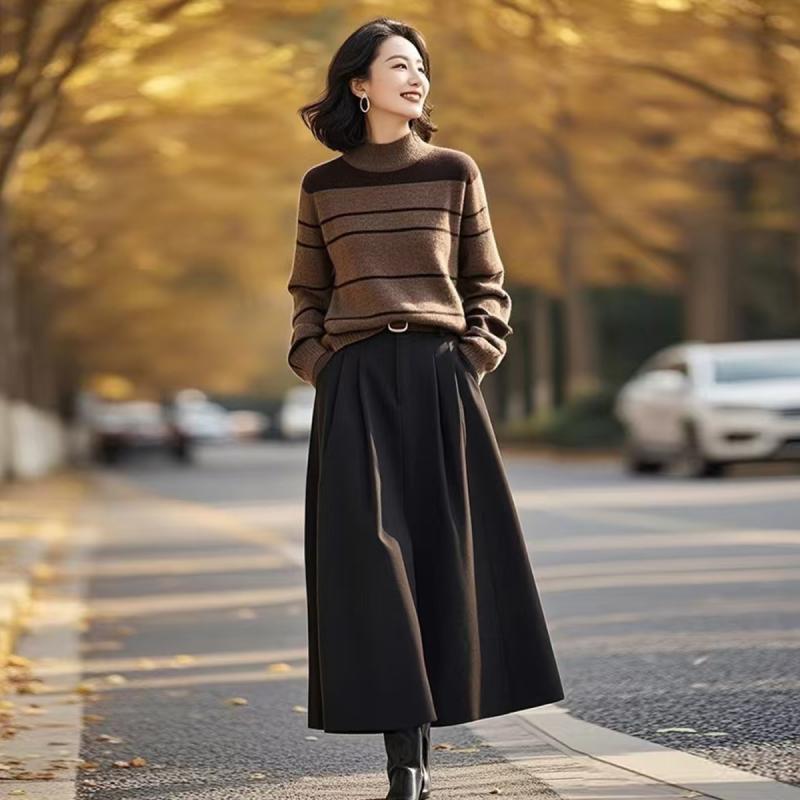 セットアップ レディース 高見え 春の 服装: セーターと スカート ファッションの ツーピース スーツ|ホープ