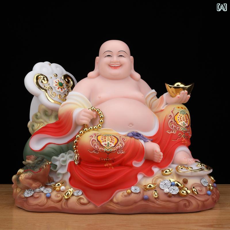 インテリア オブジェ おしゃれ 翡翠の 大きい 腹 弥勒 仏 菩薩像 広い 体の 笑う 仏陀 幸運の 家の 崇拝 店 白い 大理石の 装飾 リビング ルーム