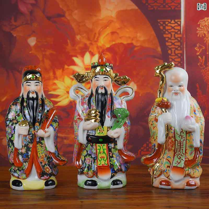 仏教美術　青銅古銅　福禄寿三星像　縁起物　置物　V　7833 仏教美術 青銅古銅 福禄寿三星像 縁起物 置物 V 7833 - メルカリ