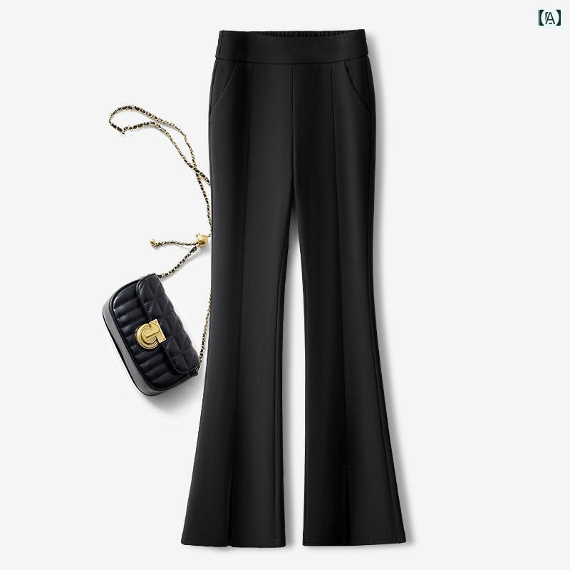 レディース デニム パンツ 高級 ブラック スーツ フレアパンツ レディース 春秋 2025新 の ファッション スリム