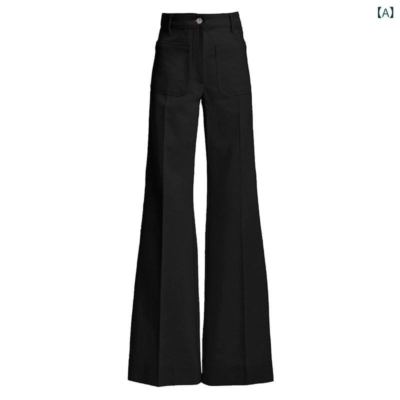 レディース パンツ オシャレ スタイルは とても 良いです。 フレア ストレート レッグと ブラックの スリム パンツを 備えた レディース ハイウエスト ブラック ジーンズ