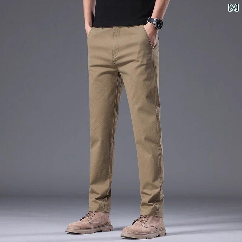 メンズ パンツ ズボン 春 カーキ カジュアル パンツ メンズ 2025 軽量 高級 ビジネス スリム ストレート 万能 ストレッチパンツ 7,094円