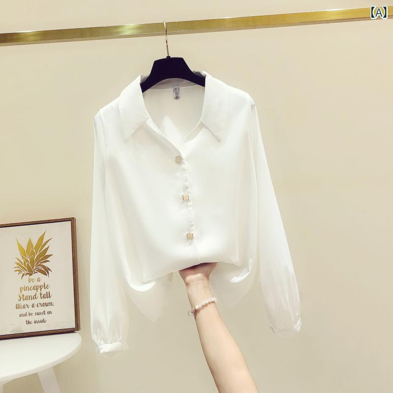 レディース トップス 愛くるしい シフォンプルオーバー レディース 長袖 歳月  ゆったり 今めかしい なの 白いことレディース プルオーバー トップス