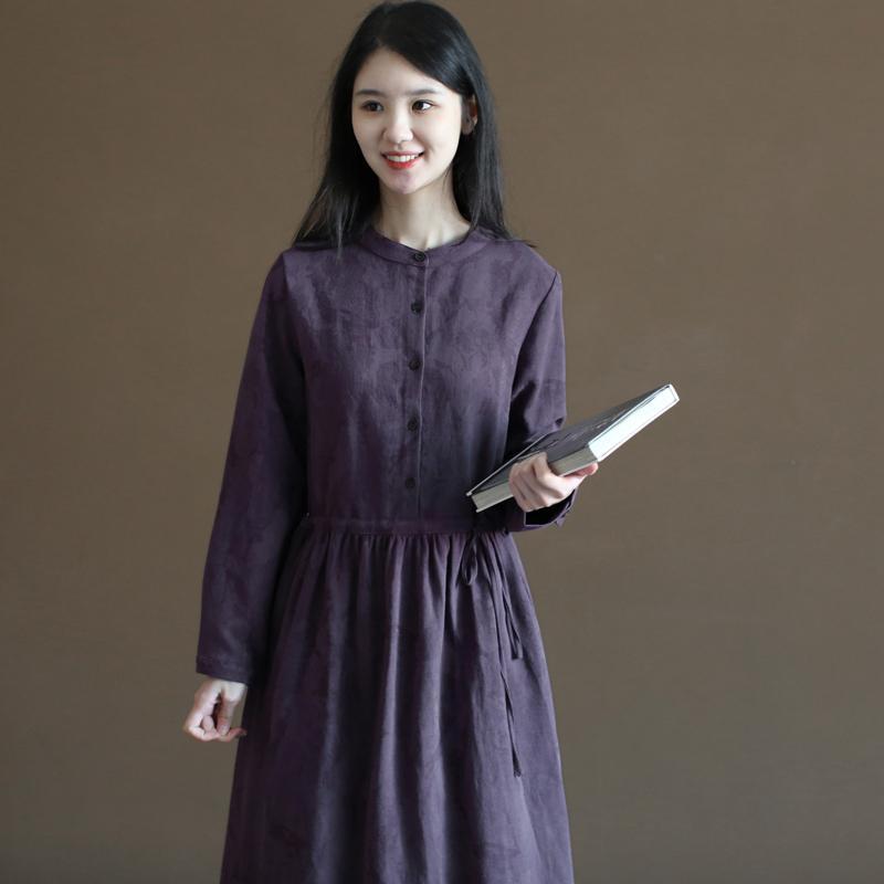 レディース 衣装 愛くるしげ 三五年 Q 931 春 衣装 林 つづき物 返り咲き リネン 綿織物 ジャカード 照明ランプ色合い 読みもの 長袖 ロング スコート 亭主もち レディースファッション-ワンピーススーツ