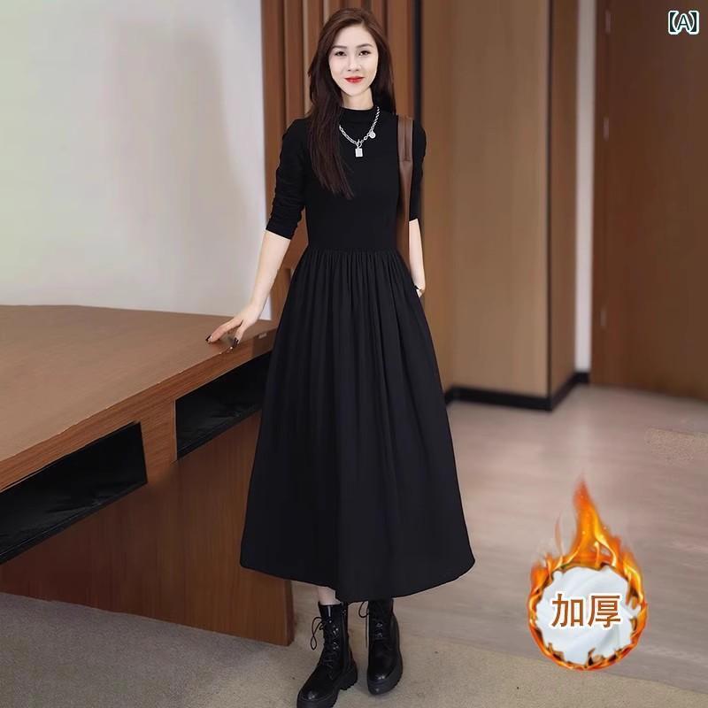 女性用 高級 ドレス 春秋 スリム ウエスト 小さい 黒の インナー スカート コートと 合わせて おしゃれ ボトム ロング 4,970円