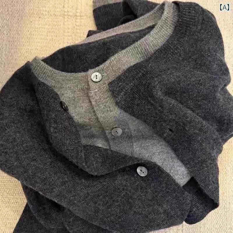 レディース トップス オシャレ 春 観念 色合いマッチング 如何様物 背広 羊毛ジレー レディース 羊毛 編み物 ラウンドのど首 スウェーター 上衣 ボトムス いの一番