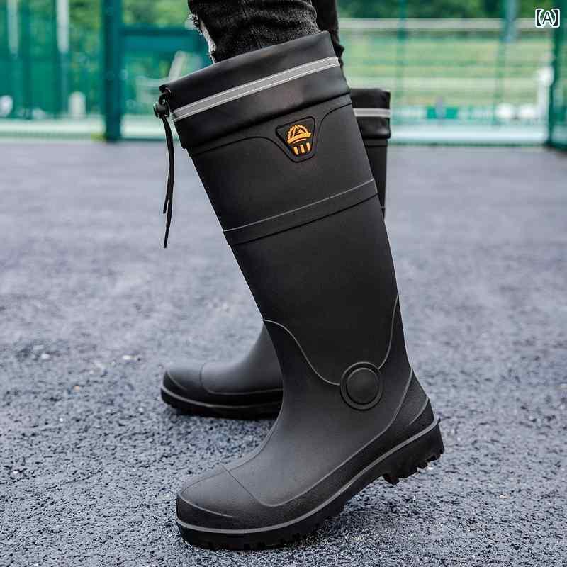 履きやすい 長靴 おしゃれ 【 スチール ヘッドと 底 レインブーツ】 メンズ ハイ ブーツ 労働 保護 耐衝撃性と 耐 刺し傷 防止 三 防 工事 現場 作業 靴 防水